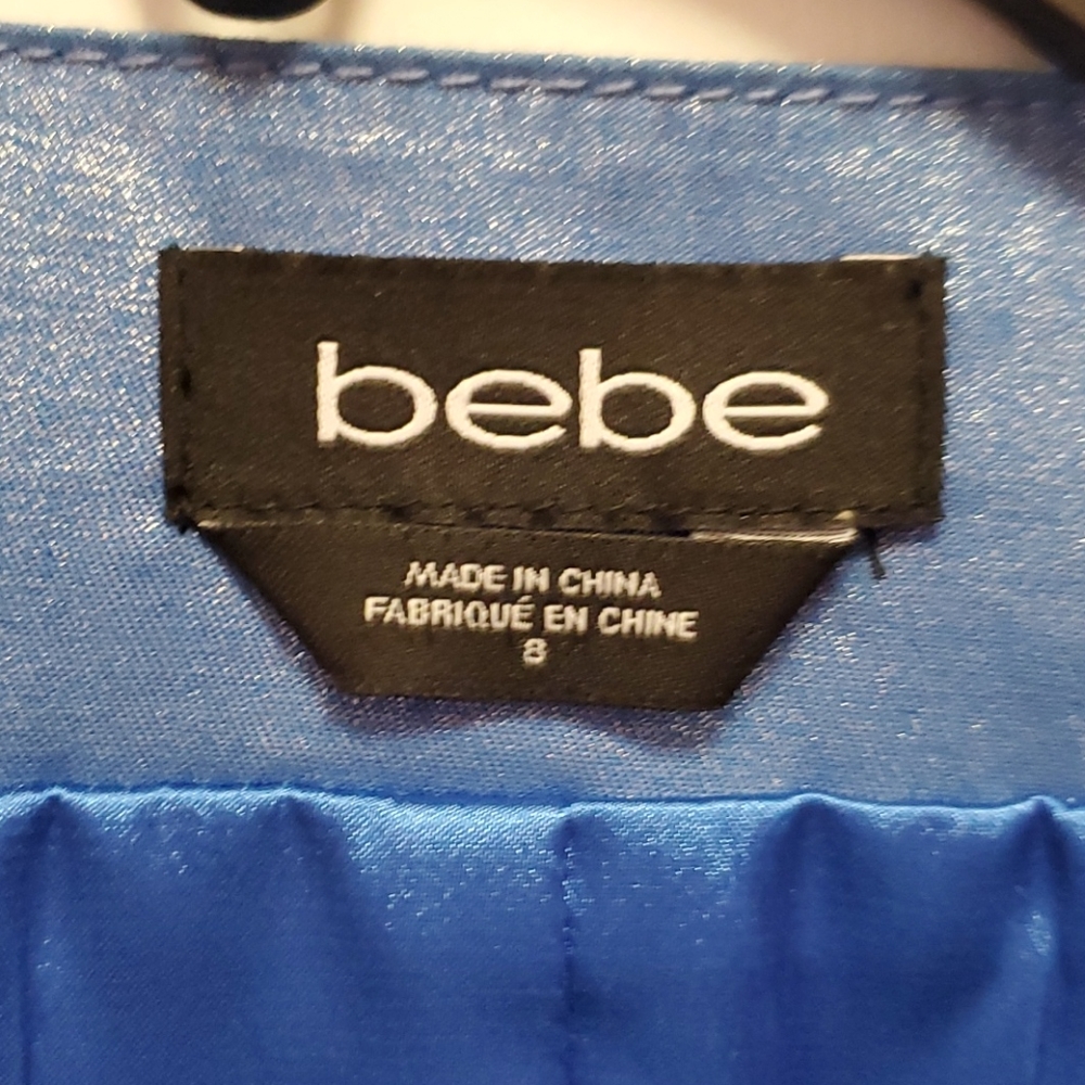 Beautiful metalic - leather look blue Bebe dress - Picture 2 of 3